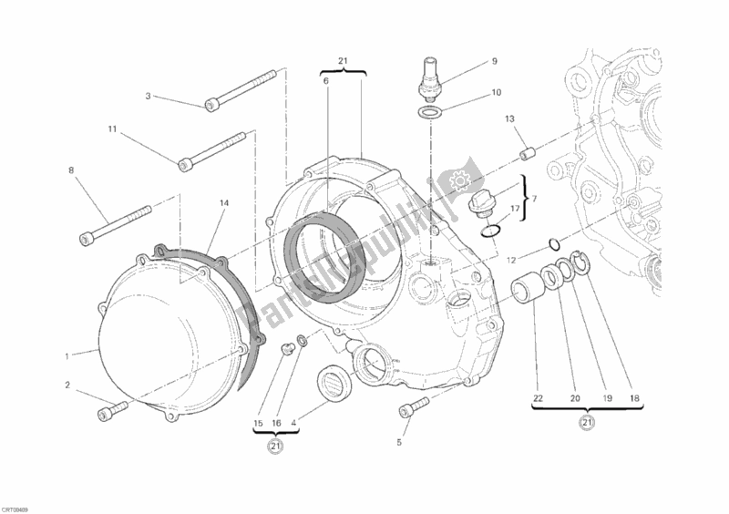 Alle onderdelen voor de Koppelingsdeksel van de Ducati Monster 1100 USA 2010
